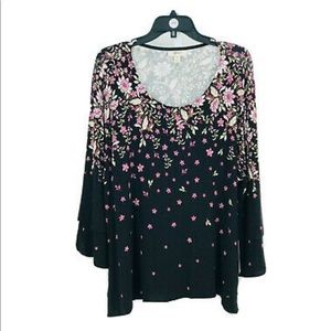 Style & Co Printed Tiered-Sleeve Top Plus 3X